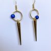 Royal blue gold spike earrings