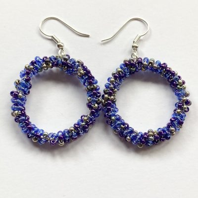 Midnight bead hoop earrings