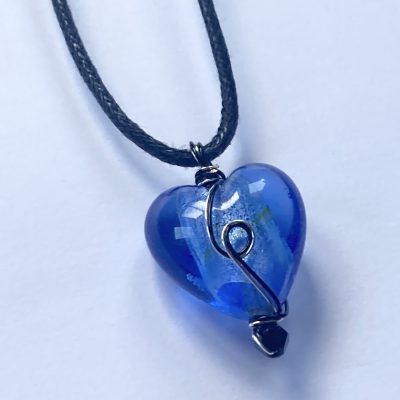 Blue/Black glass heart pendant