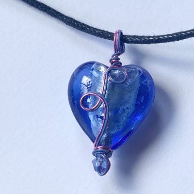 Blue heart of glass pendant