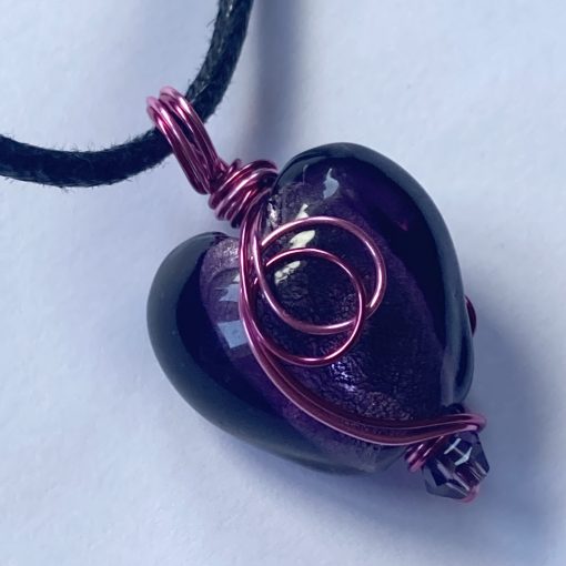 Purple heart of glass pendant
