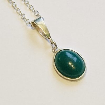STERLING SILVER AND GREEN ONYX PENDANT