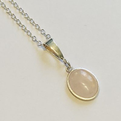STERLING SILVER ROSE QUARTZ PENDANT