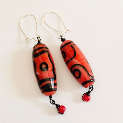 RED SQUIGGLE EARRINGS